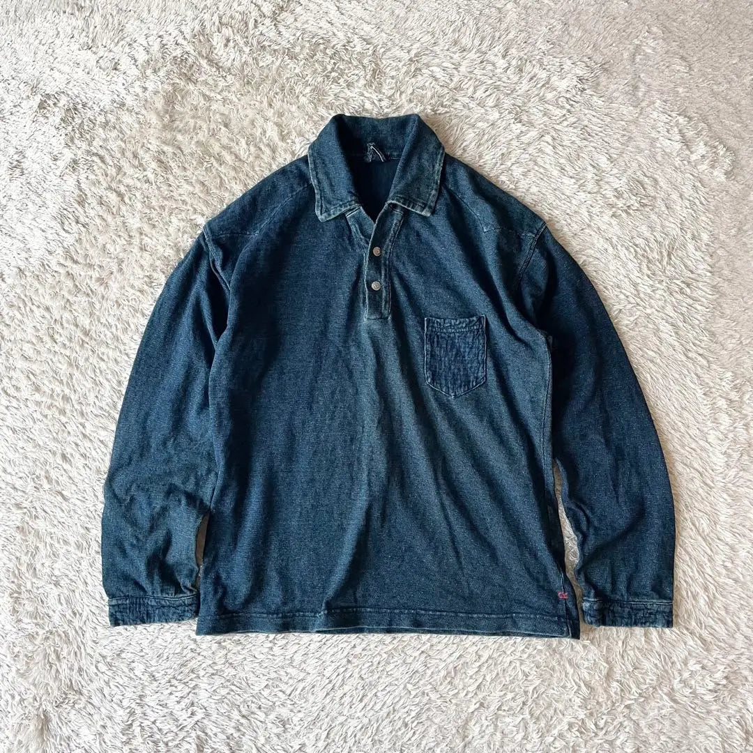 Buen estado 45R Ocean Polo 3 Indigo Silver Button | 美品 45R オーシャンポロ 3 インディゴ 銀ボタン