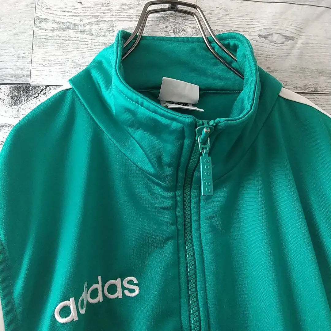 Rare ☆90s Adidas Embroidered Logo Track Jacket L-XL Green x White