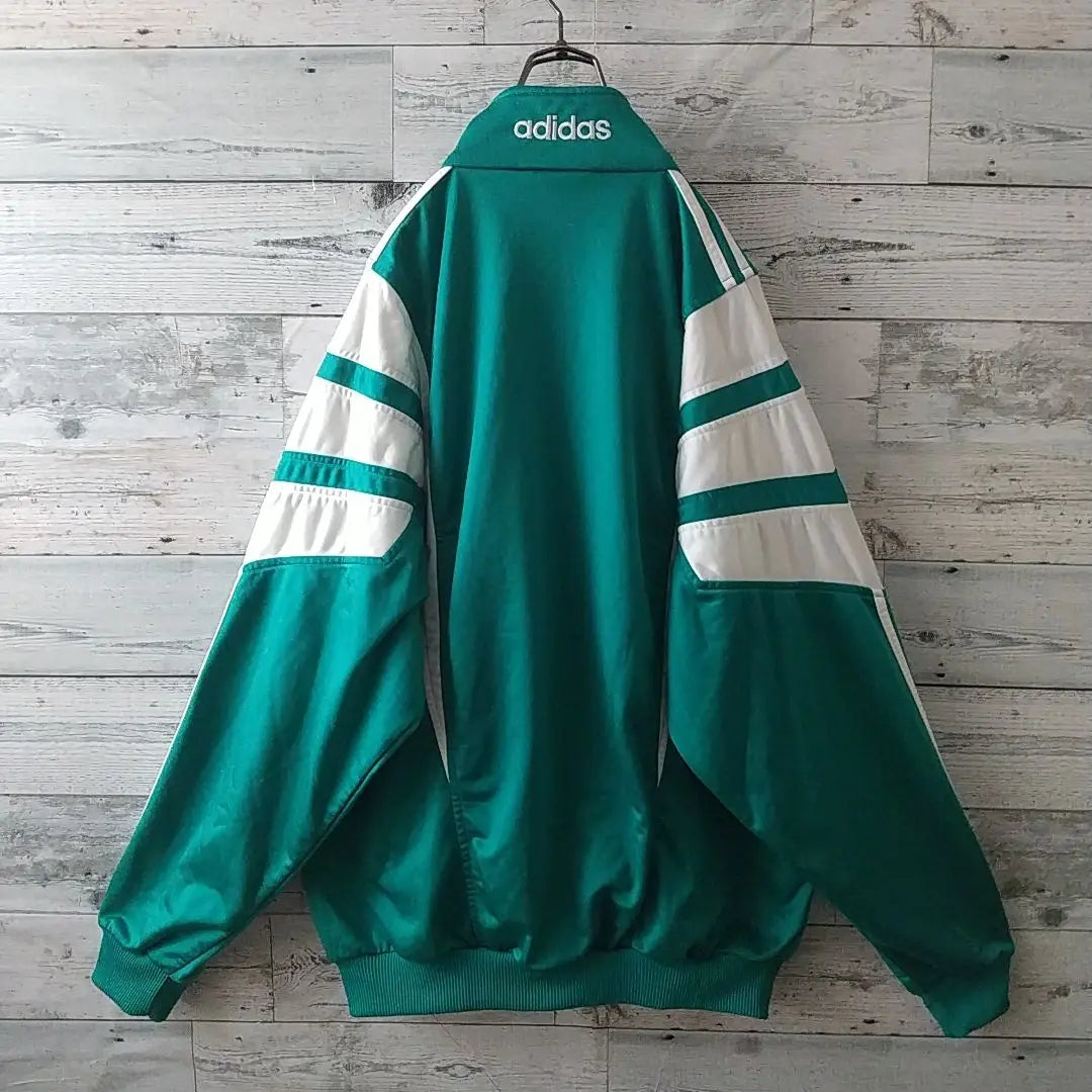 Rare ☆90s Adidas Embroidered Logo Track Jacket L-XL Green x White