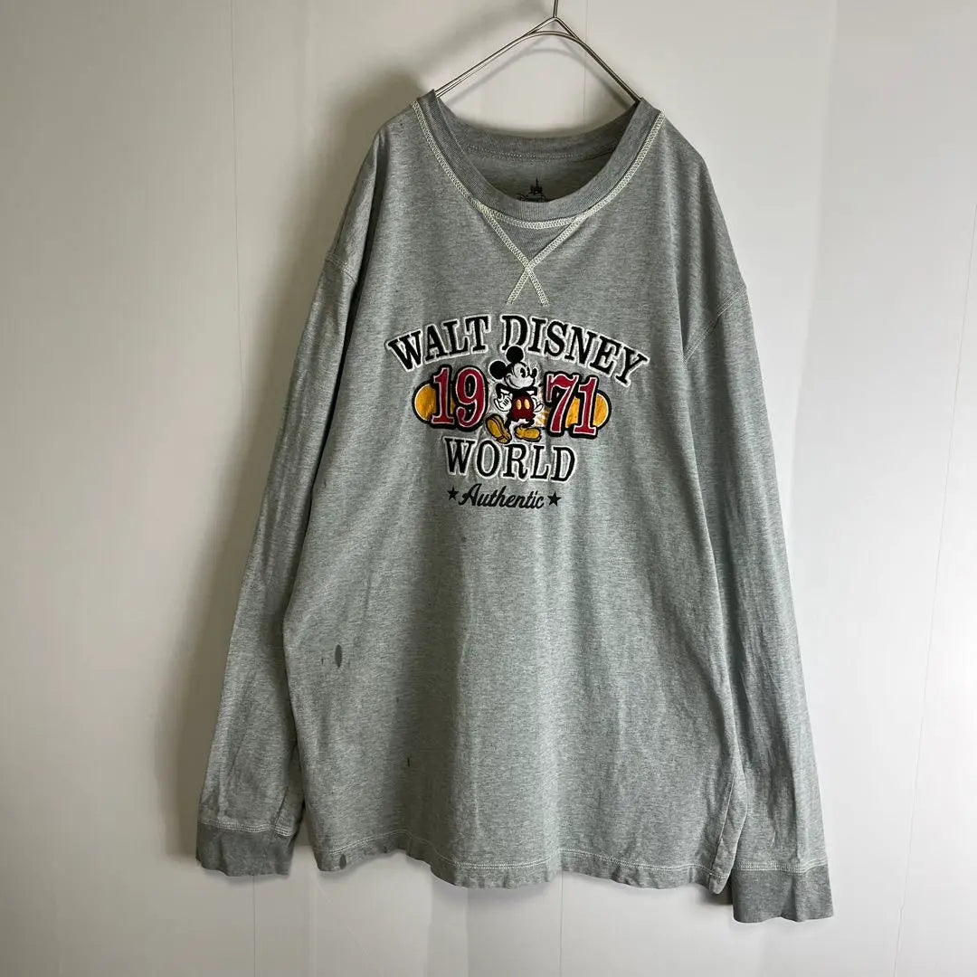 [Long T-shirt] Mickey embroidery Disney Parks L long sleeves overseas old clothing