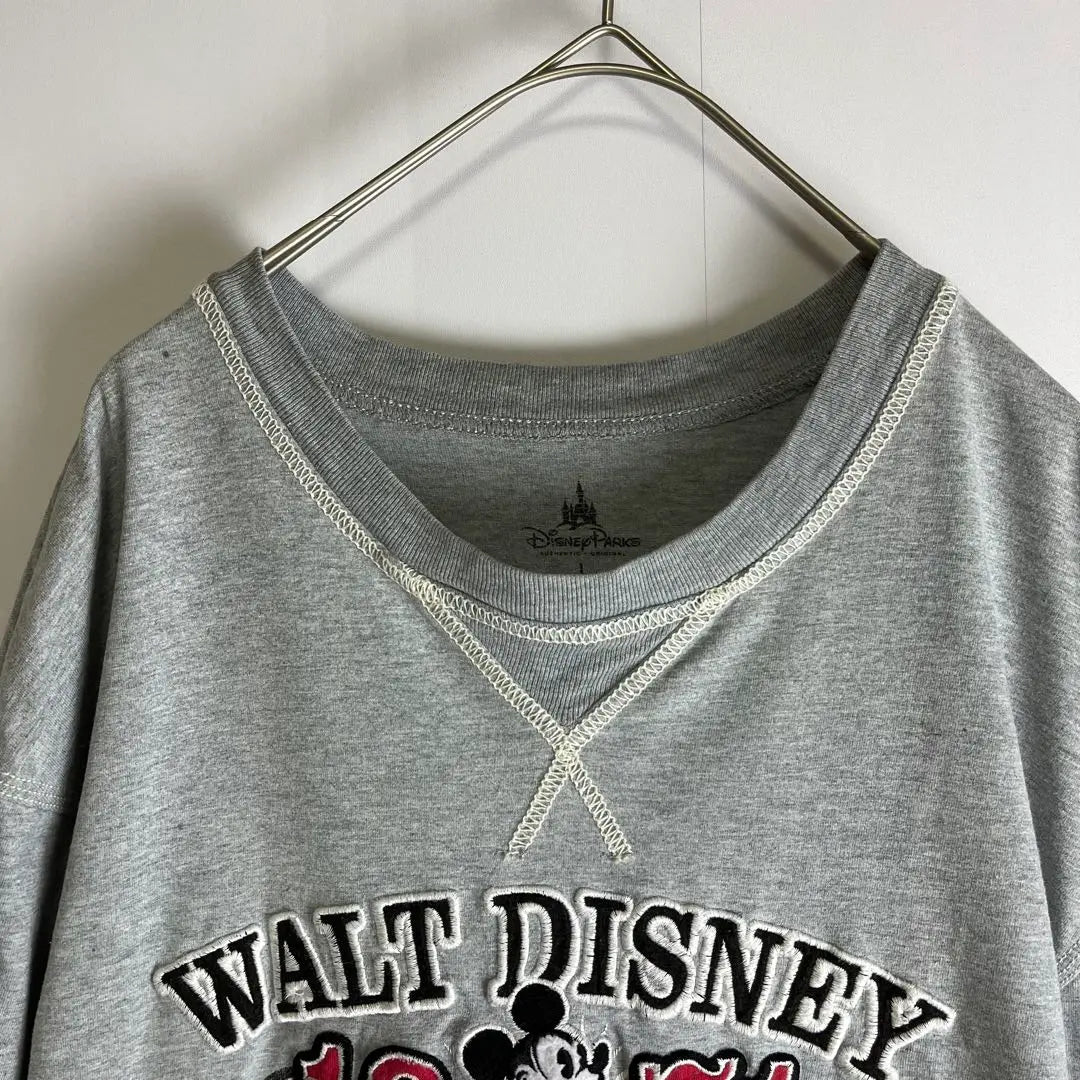 [Long T-shirt] Mickey embroidery Disney Parks L long sleeves overseas old clothing