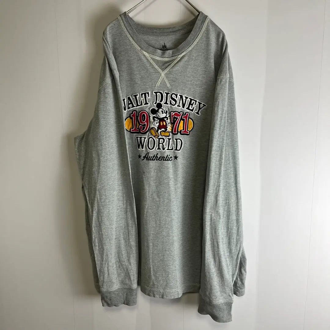 [Long T-shirt] Mickey embroidery Disney Parks L long sleeves overseas old clothing