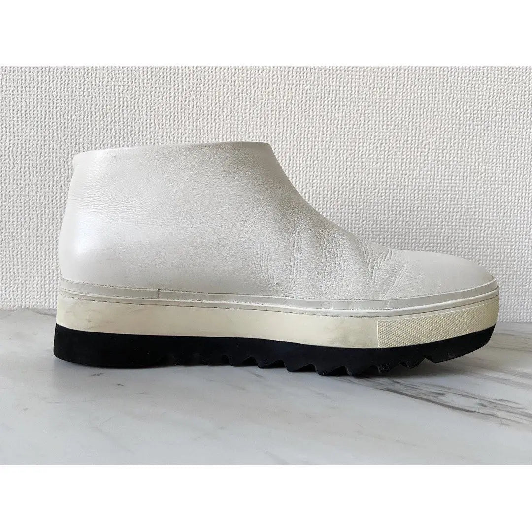 42 CK calvin klein white leather side zip half boots