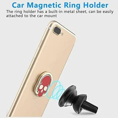 Matching Smartphone Ring Skull Magnetic Car Mount Skull Rotation 360 Degree