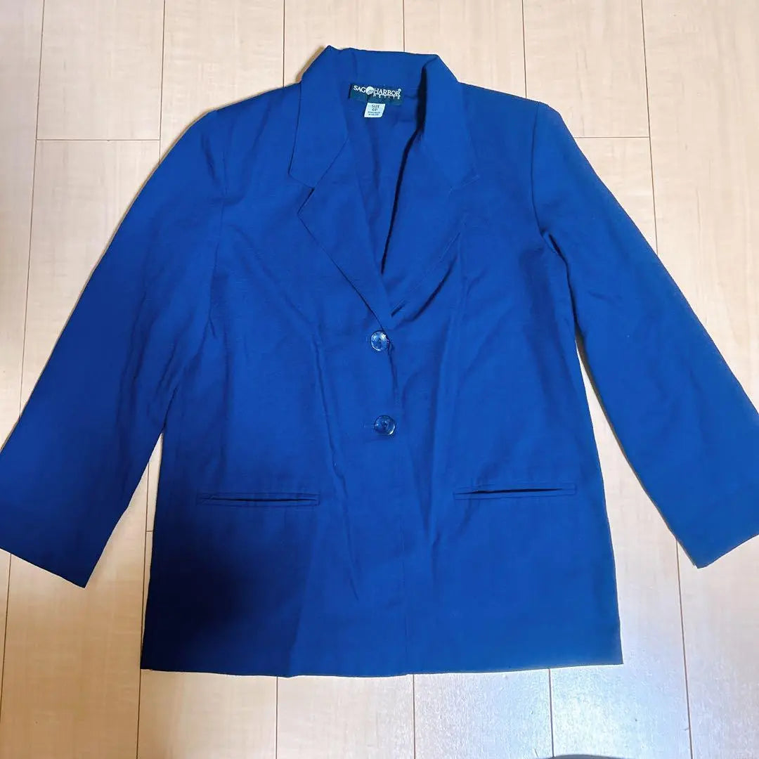 Chaqueta azul marino SAGHARBOR PETITE 6P vintage de EE. UU.