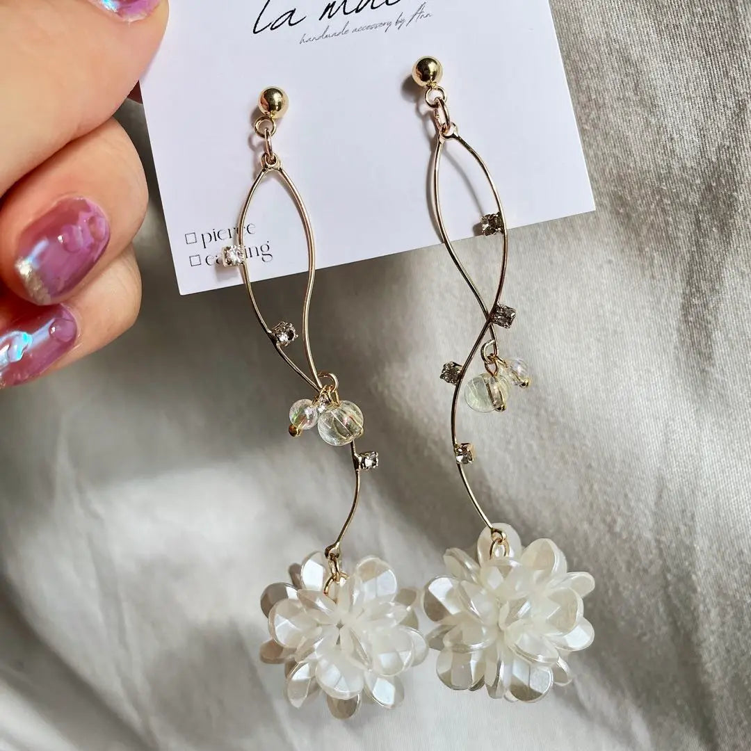 9 Handmade Earrings Pearl Flower Flower Bijou Aurora Bridal Earrings