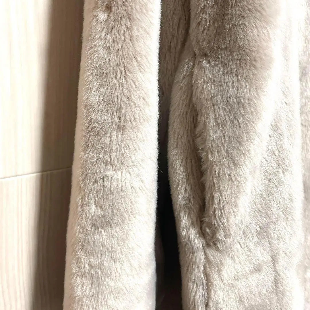 [BEAUTY&YOUTH] Eco-fur Boa Coat Glossy No Collar Long S