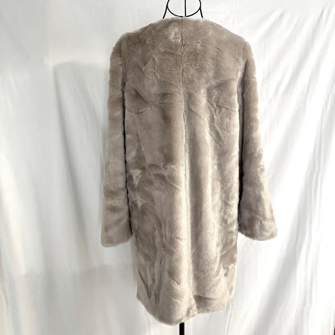 [BEAUTY&YOUTH] Eco-fur Boa Coat Glossy No Collar Long S