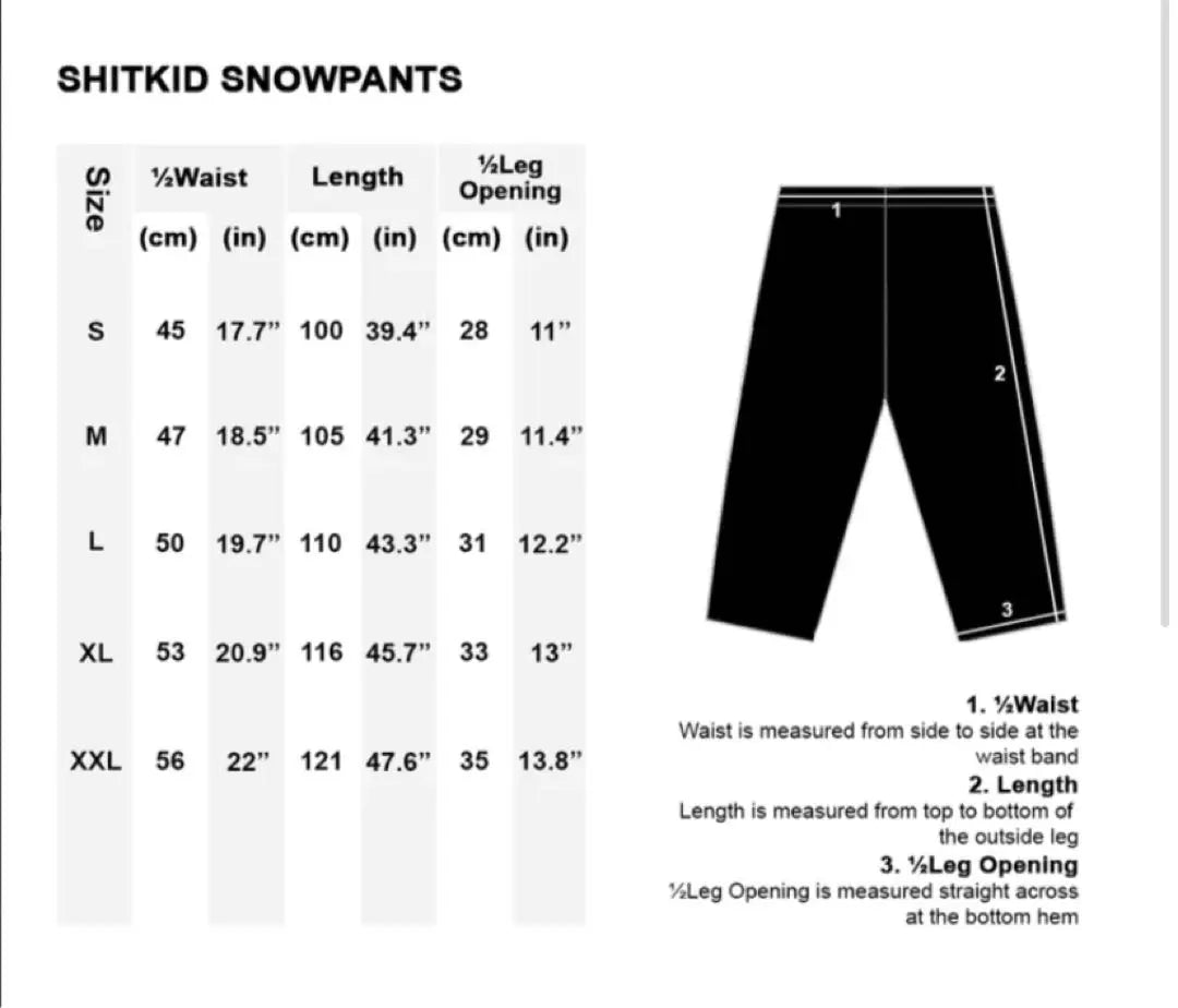 [Silueta de Dios] PANTALONES DE NIEVE SHITKIDS | 【神シルエット】PANTALONES PARA LA NIEVE DE SHITKIDS