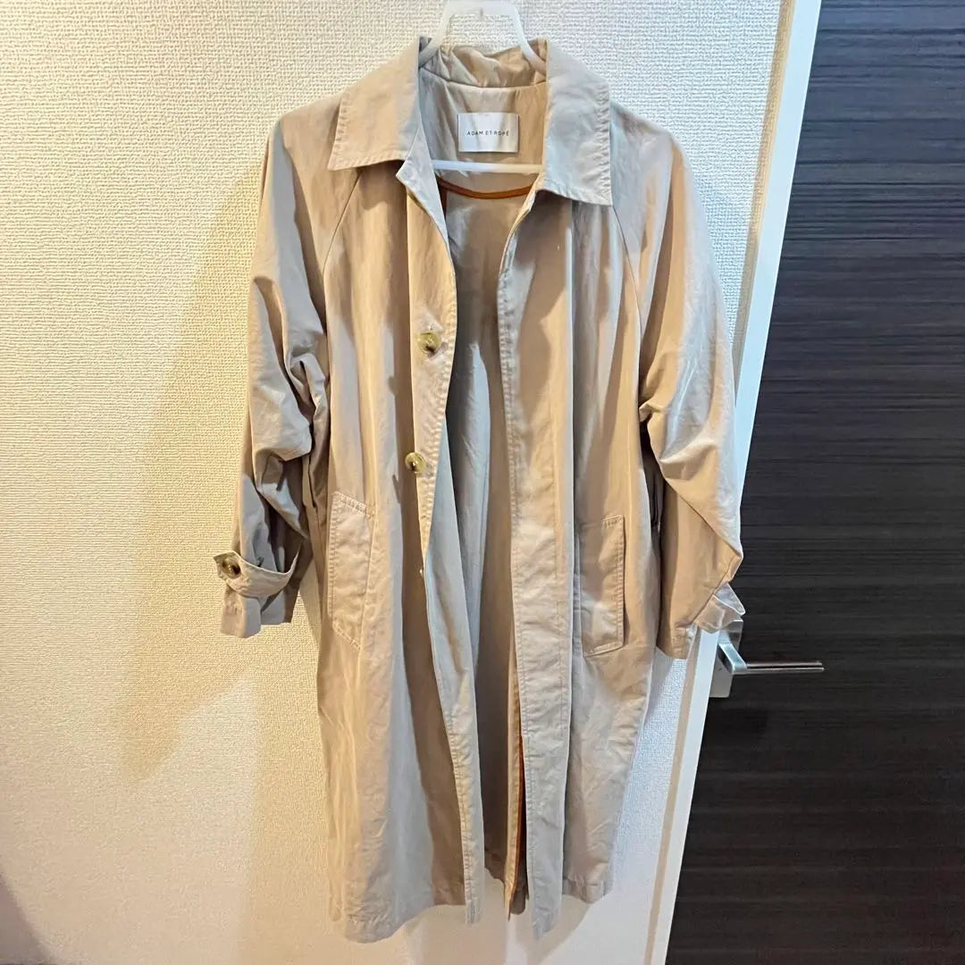 Gabardina beige manga larga | ベージュ ステンカラーコート 長袖