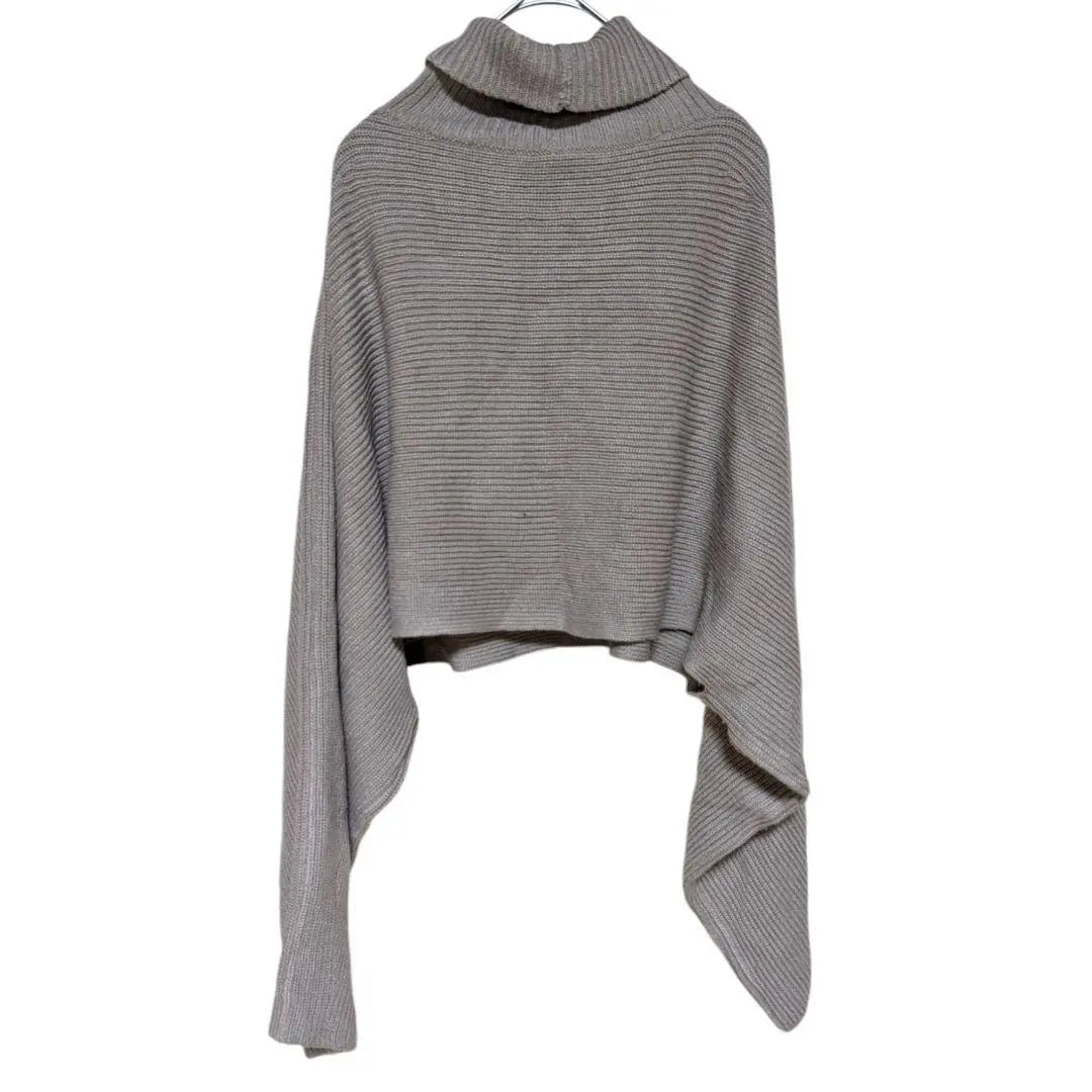 958 ★ Repsim Turtle neck poncho style short length knit [F] beige feeling | 958★レプシィム タートルネックポンチョ風ショート丈ニット【F】ベージュ 落感