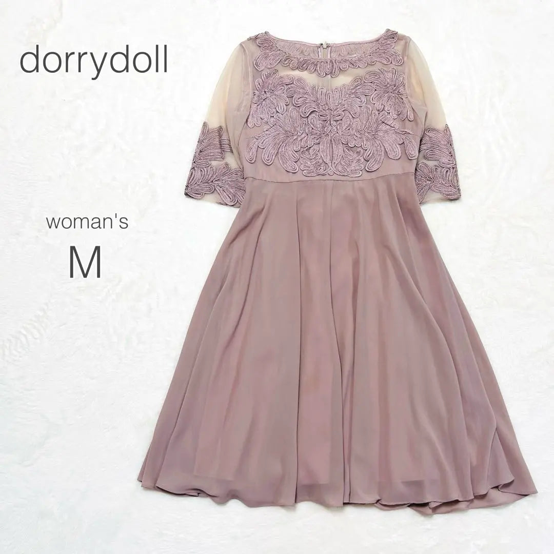 [Drive Doll] Dress Sheer Embroidered Wedding Dress Flare [M]