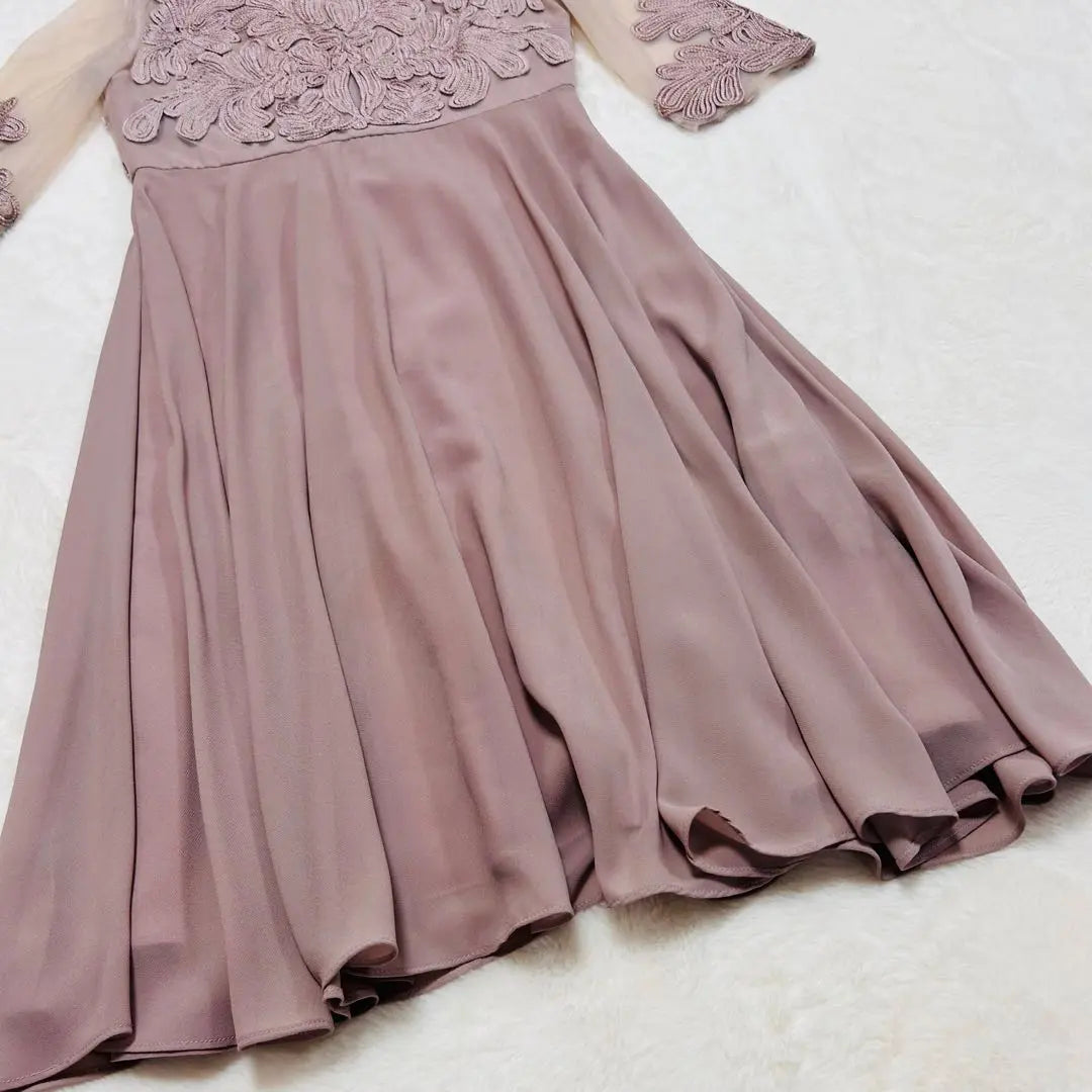 [Drive Doll] Dress Sheer Embroidered Wedding Dress Flare [M]