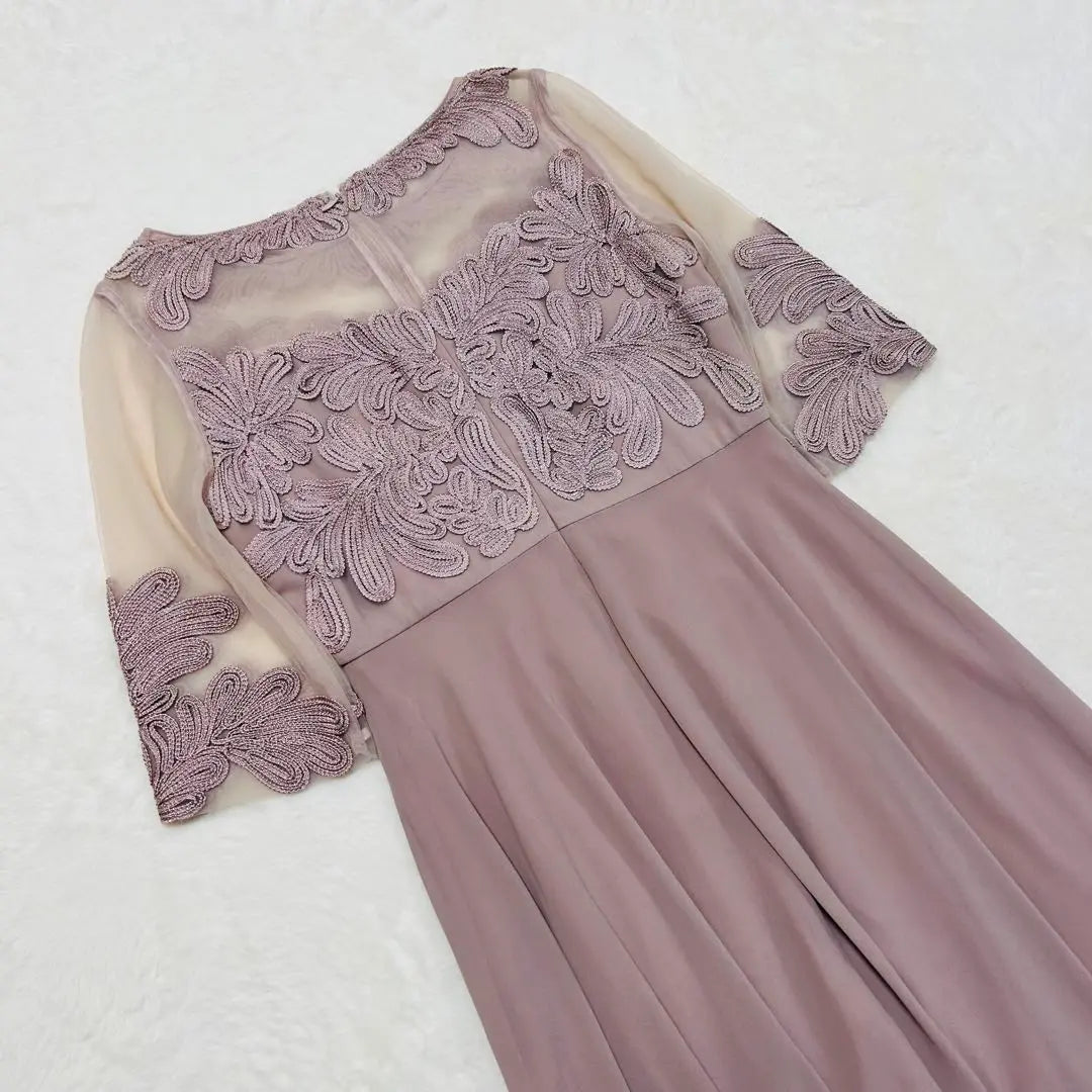 [Drive Doll] Dress Sheer Embroidered Wedding Dress Flare [M]