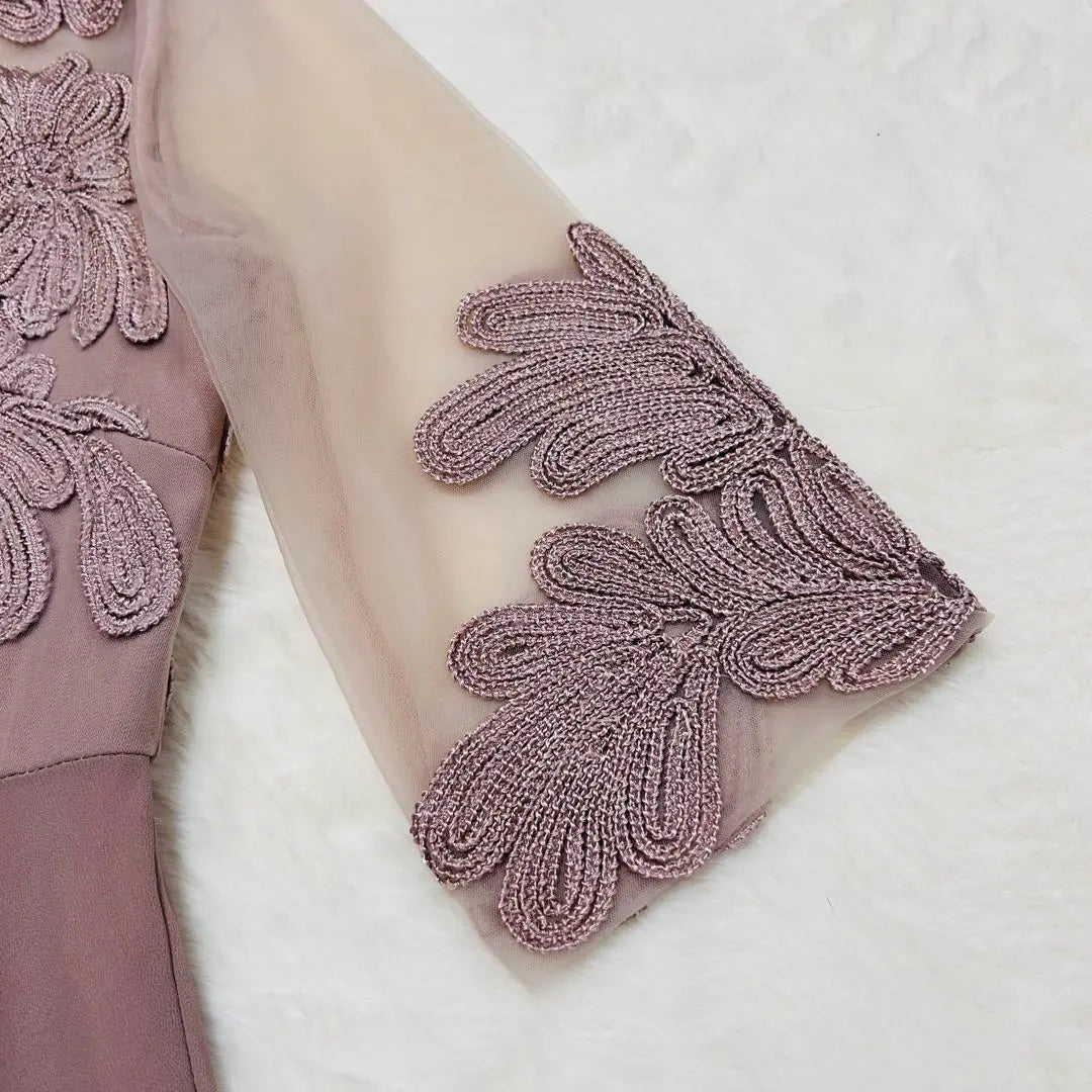 [Drive Doll] Dress Sheer Embroidered Wedding Dress Flare [M]