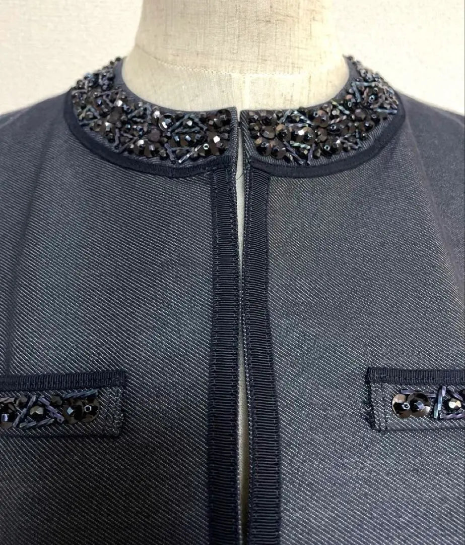 YUMA KOSHINO Yuma Koshino Collarless Jacket with Bead Decoration 40