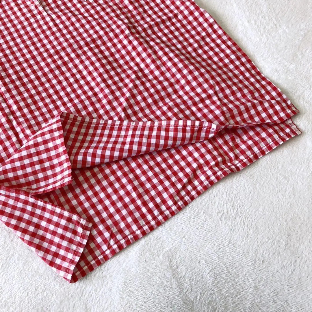 T186 Cecilene Short Sleeve Polo Shirt Checkered Cotton Collared Red | T186 セシレーヌ 半袖ポロシャツ チェック柄 コットン 襟あり レッド