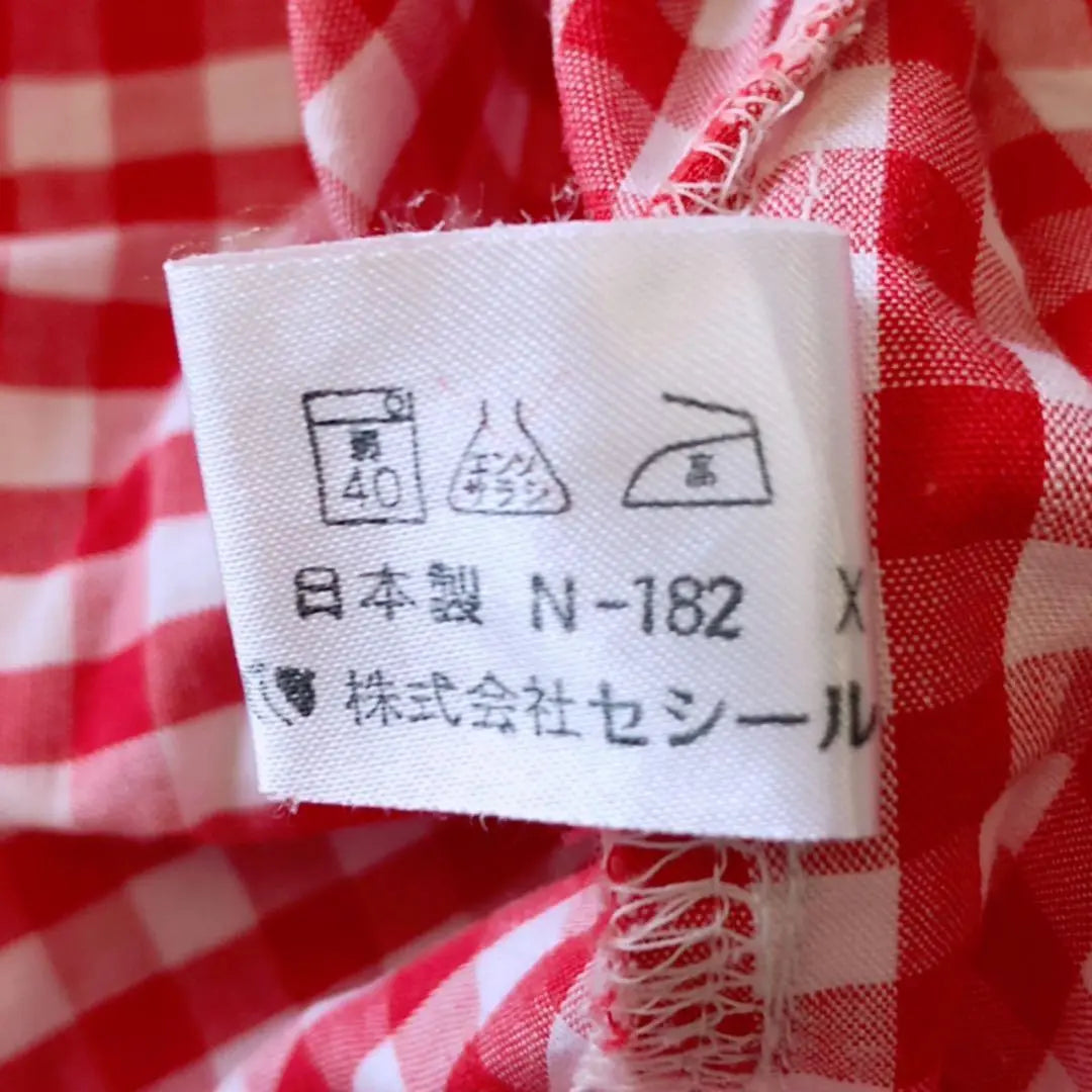 T186 Cecilene Short Sleeve Polo Shirt Checkered Cotton Collared Red | T186 セシレーヌ 半袖ポロシャツ チェック柄 コットン 襟あり レッド