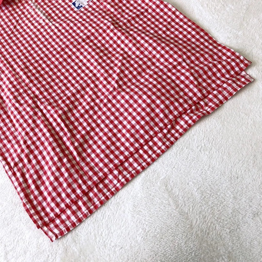 T186 Cecilene Short Sleeve Polo Shirt Checkered Cotton Collared Red | T186 セシレーヌ 半袖ポロシャツ チェック柄 コットン 襟あり レッド