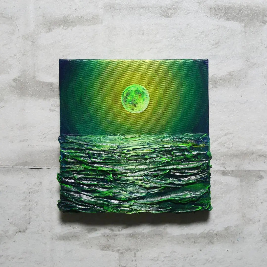 Oil painting Oil painting Oil painting Art panel [Green full moon]