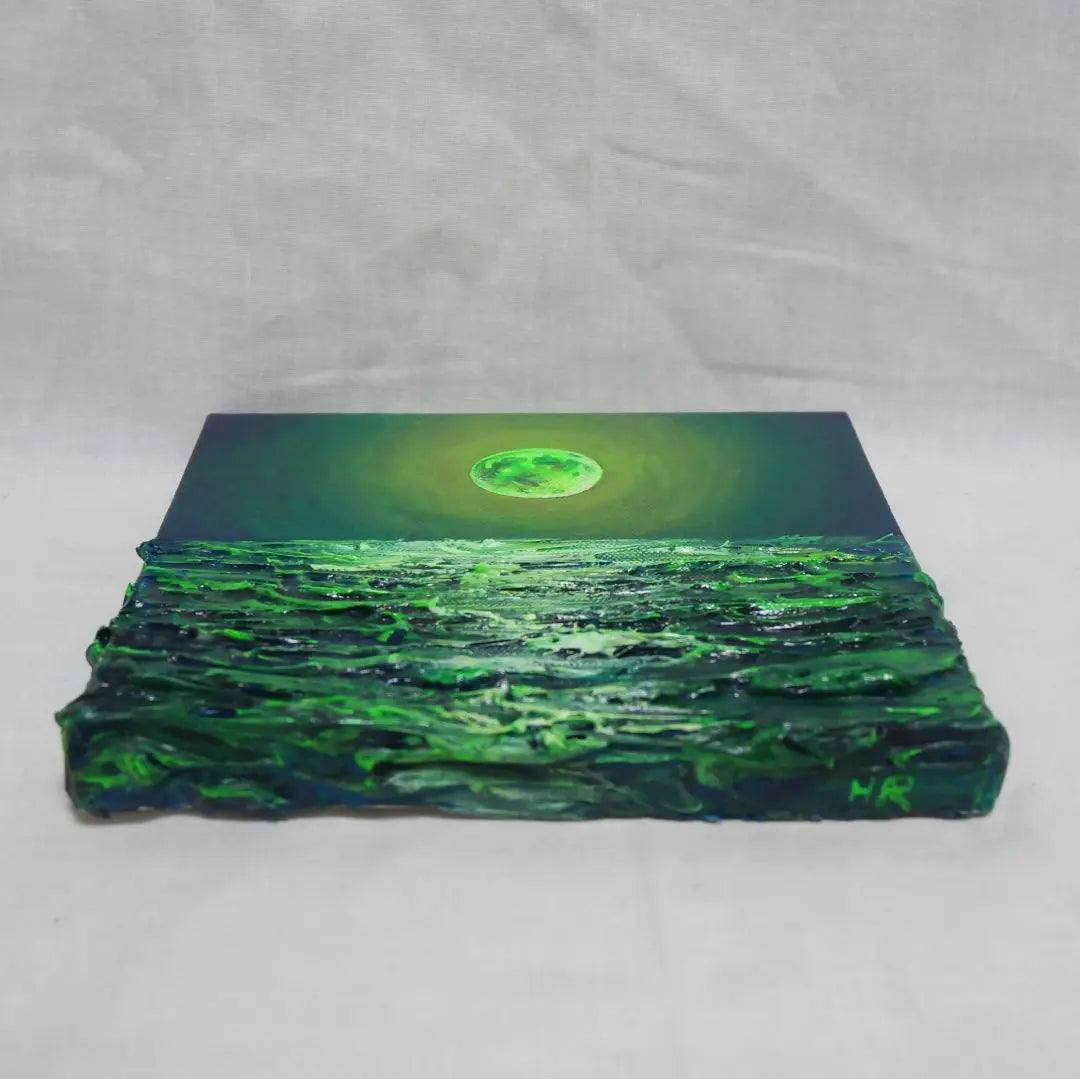 Oil painting Oil painting Oil painting Art panel [Green full moon]