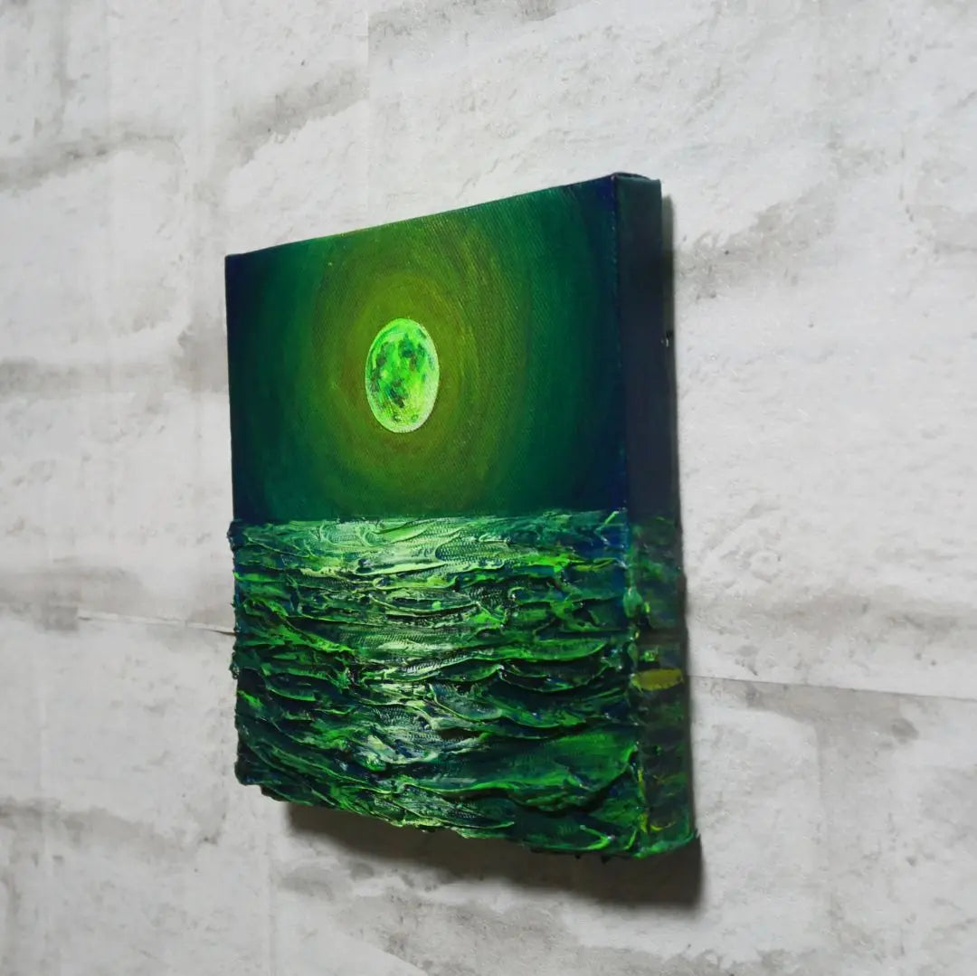 Oil painting Oil painting Oil painting Art panel [Green full moon]