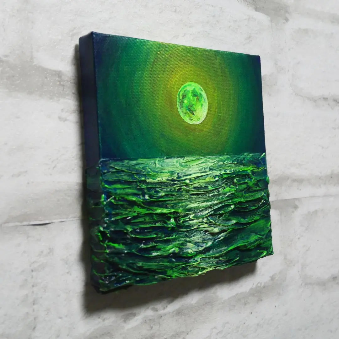 Oil painting Oil painting Oil painting Art panel [Green full moon]