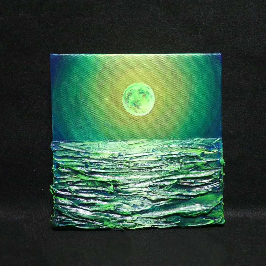 Oil painting Oil painting Oil painting Art panel [Green full moon]