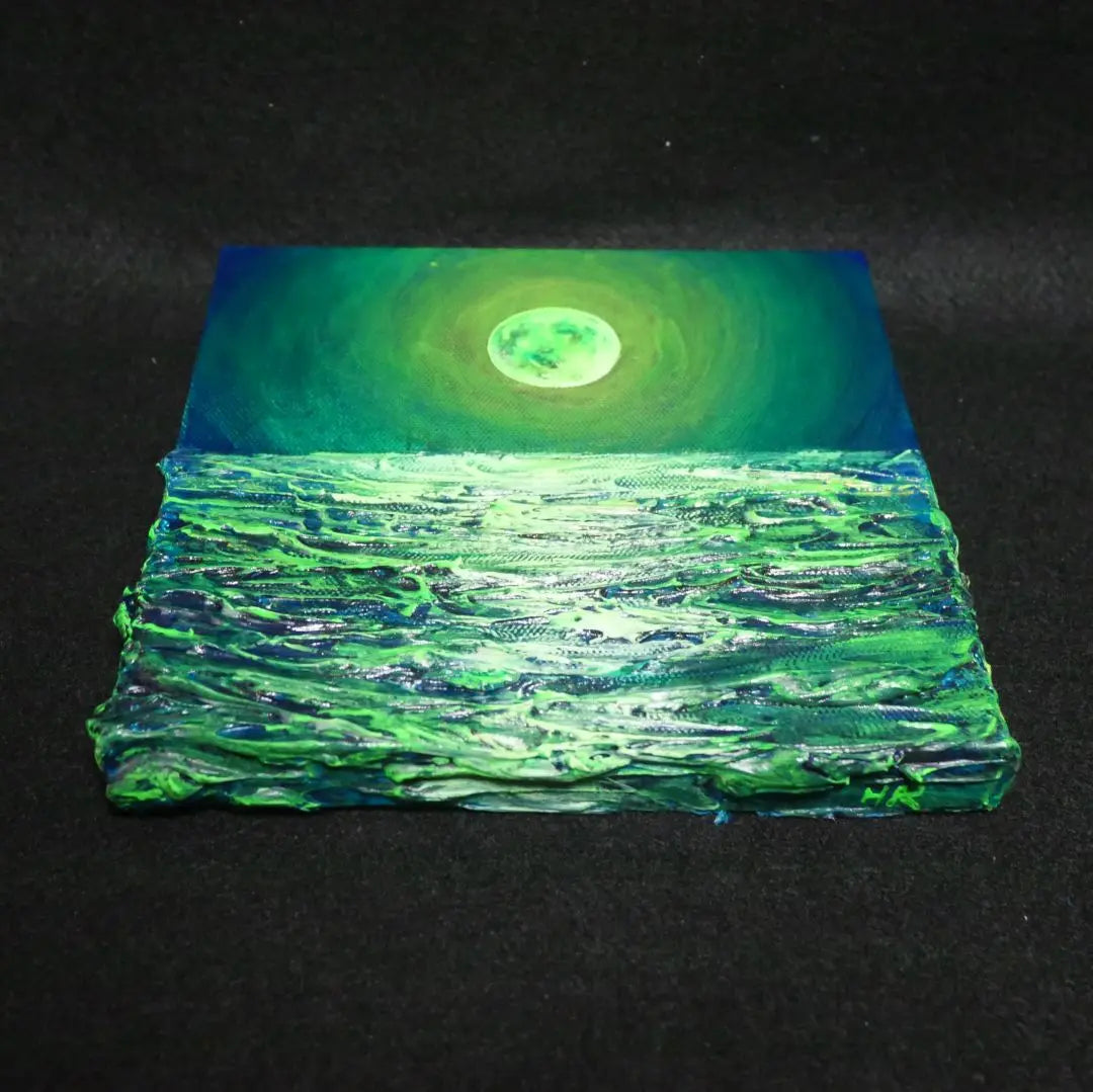 Oil painting Oil painting Oil painting Art panel [Green full moon]