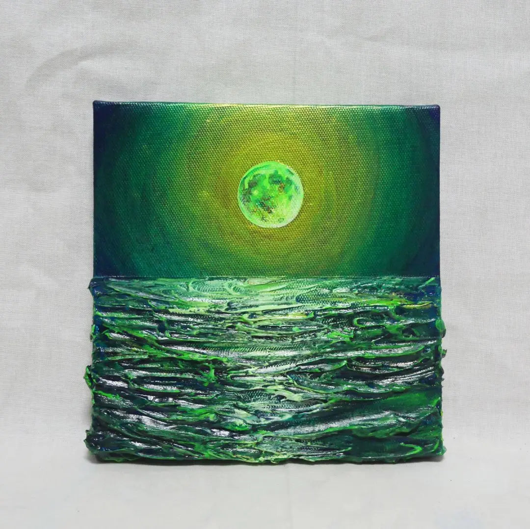 Oil painting Oil painting Oil painting Art panel [Green full moon]