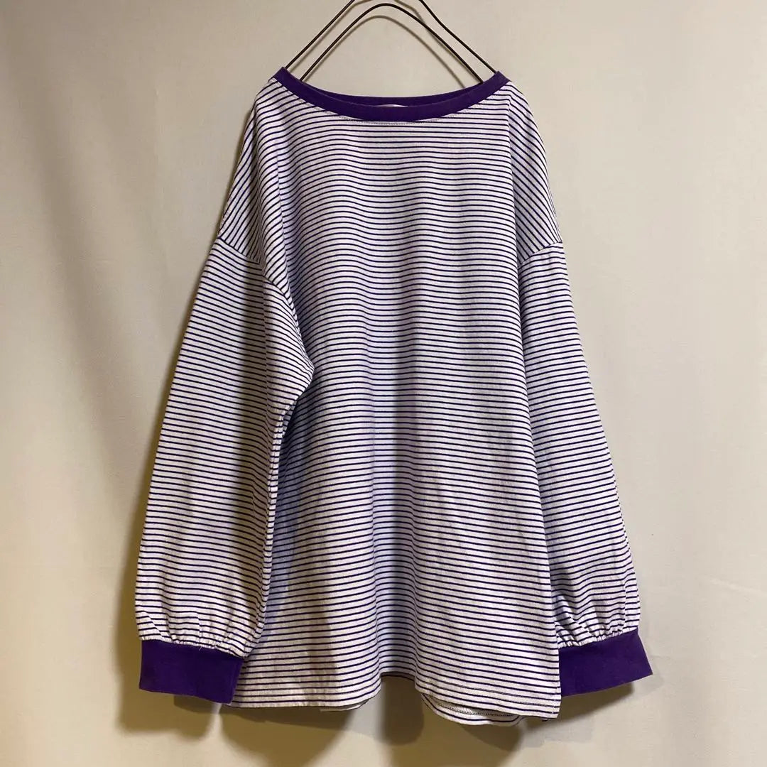 ◆Linoluce◆ Thin striped long sleeve T-shirt, purple