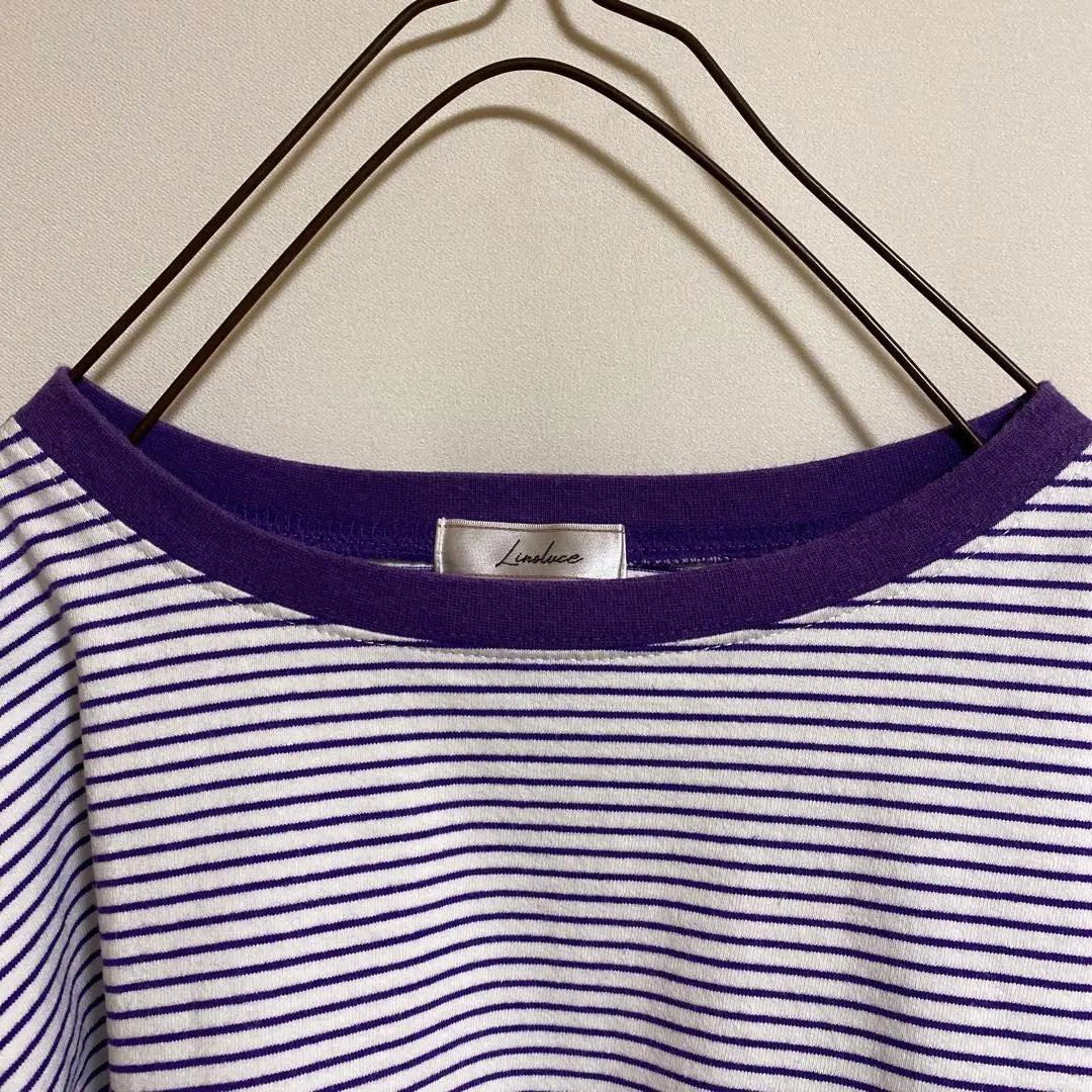 ◆Linoluce◆ Thin striped long sleeve T-shirt, purple