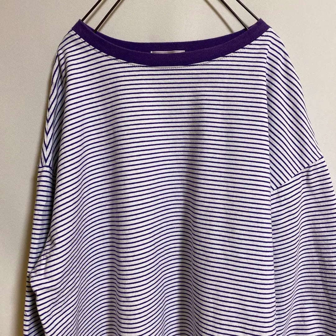 ◆Linoluce◆ Thin striped long sleeve T-shirt, purple