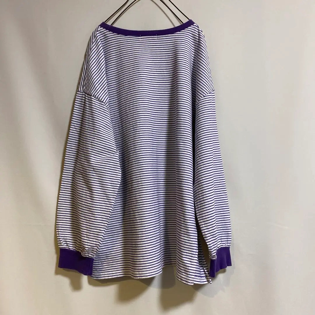 ◆Linoluce◆ Thin striped long sleeve T-shirt, purple