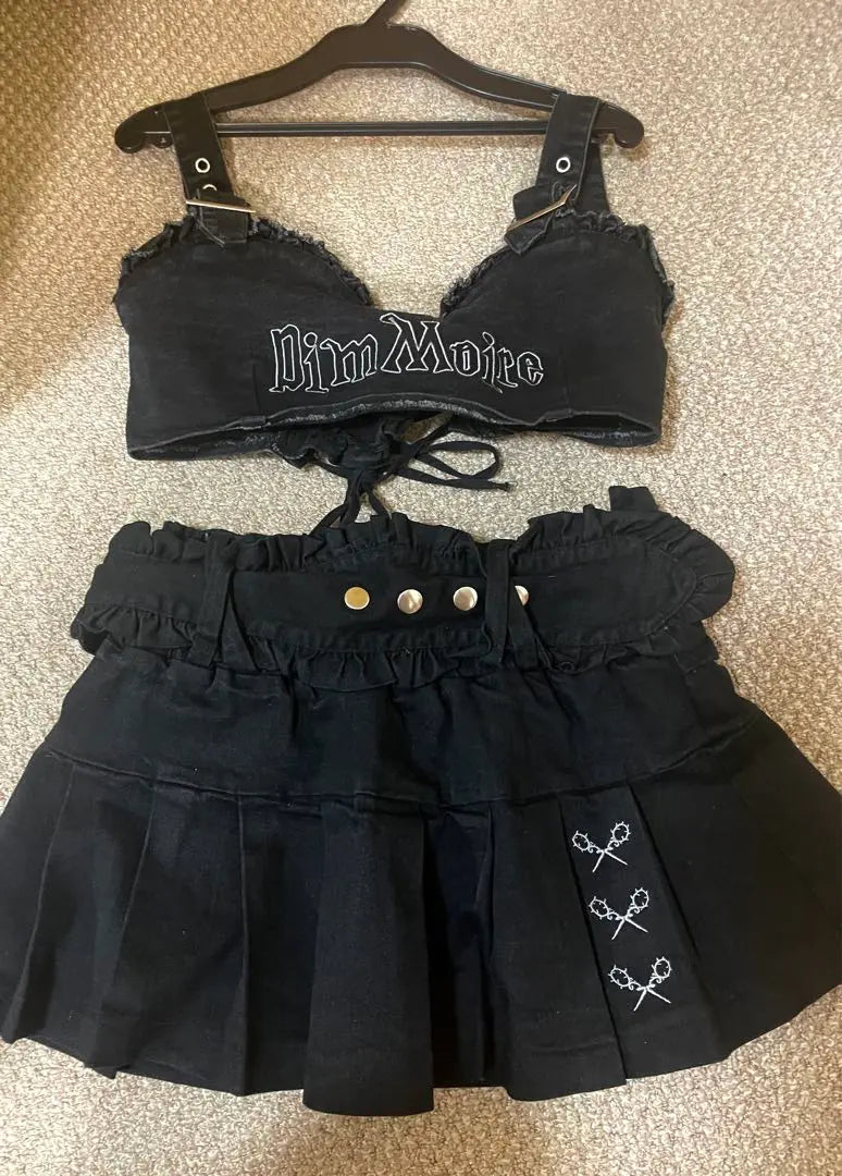 Conjunto de corpiño vaquero DimMoire [NEGRO]