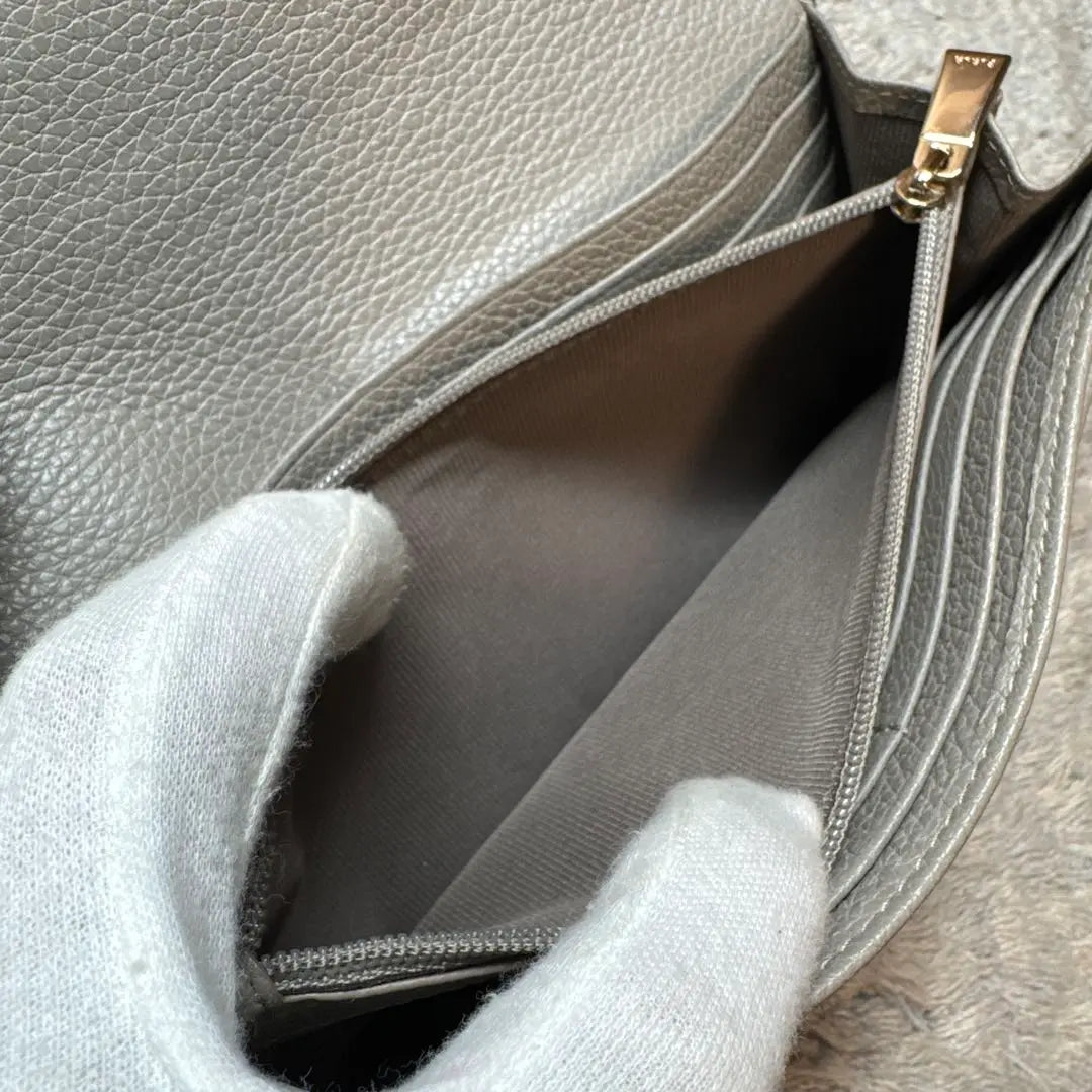 ★Buen estado★Cartera larga FURLA de piel gris