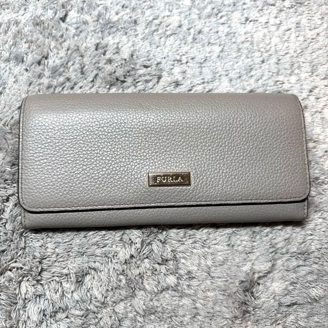 ★Buen estado★Cartera larga FURLA de piel gris