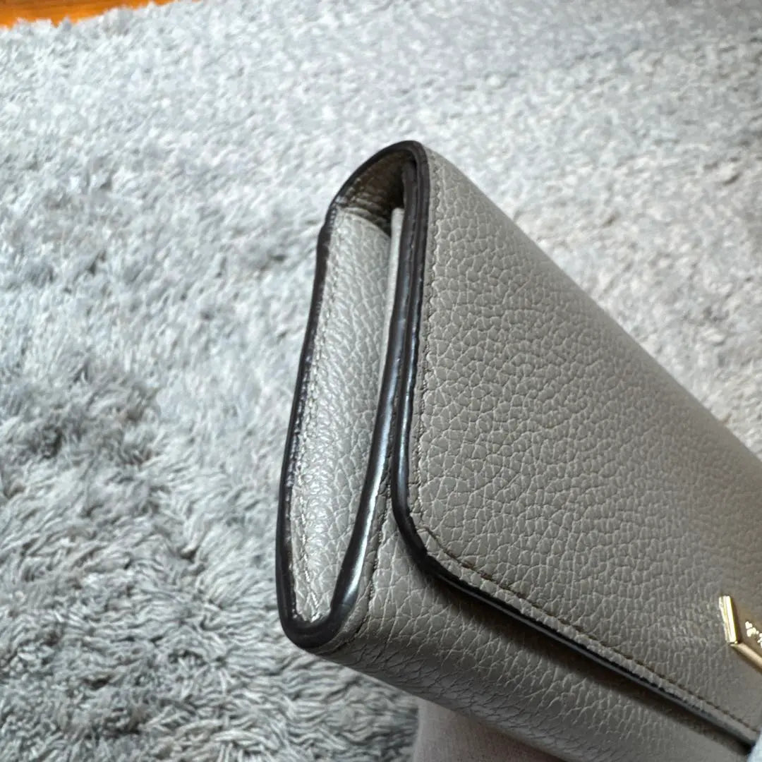 ★Good condition★FURLA Long Wallet Gray Leather