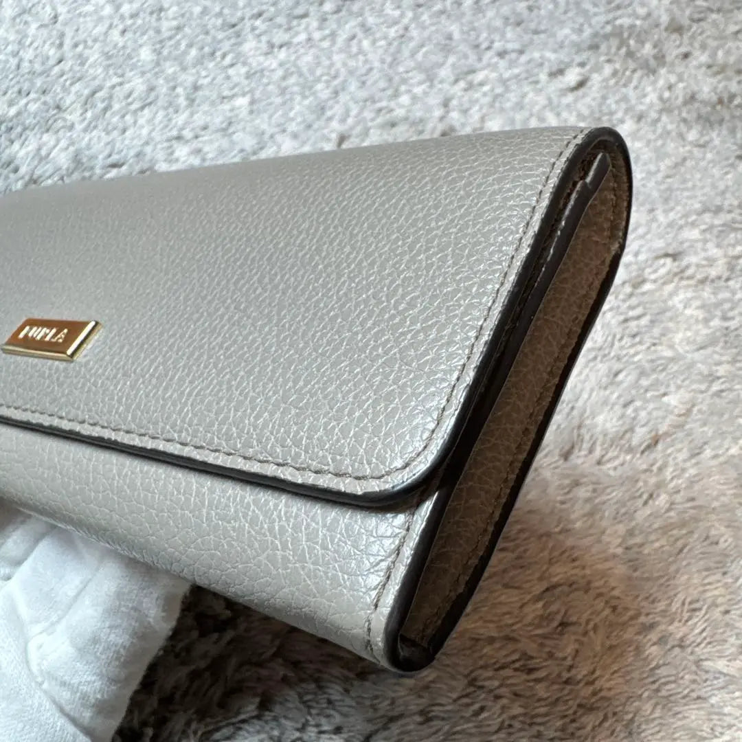 ★Buen estado★Cartera larga FURLA de piel gris