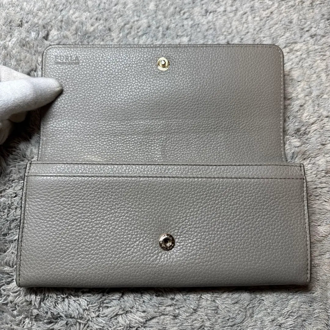 ★Buen estado★Cartera larga FURLA de piel gris