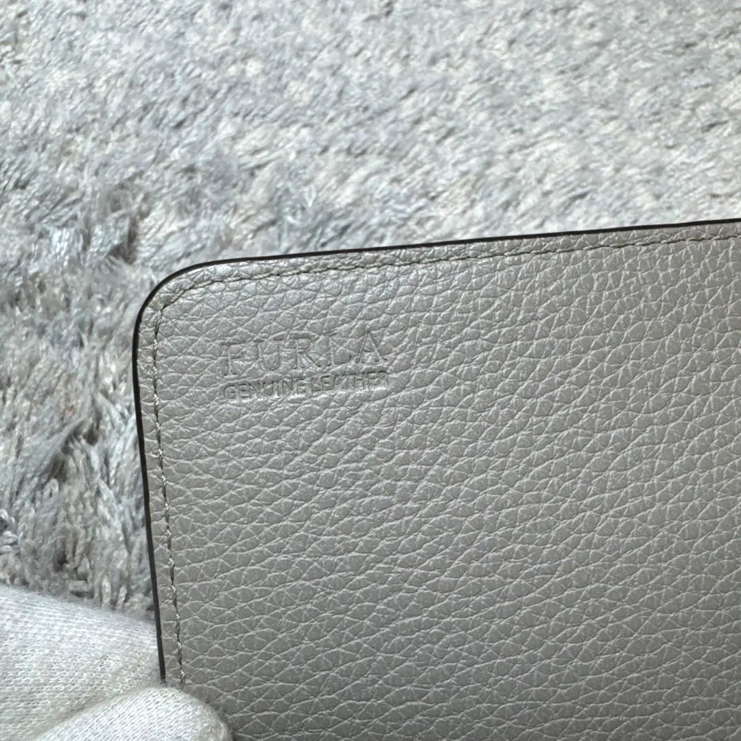 ★Buen estado★Cartera larga FURLA de piel gris