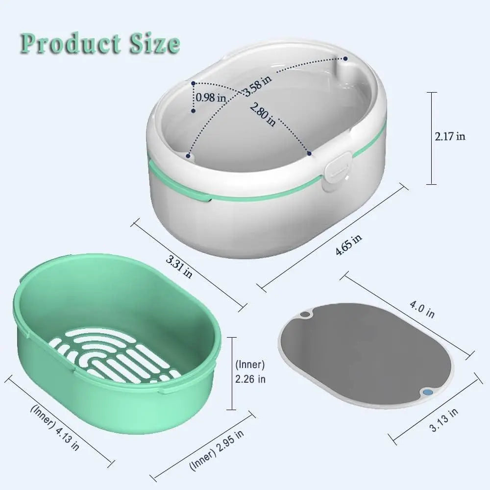 Estuche para dentaduras postizas caja de taza para autobús dentadura postiza portátil con separación en seco de doble capa | 入れ歯ケース 入れ歯 バスカップ ボックス 二重層 乾湿分離 ポータブル 入れ歯