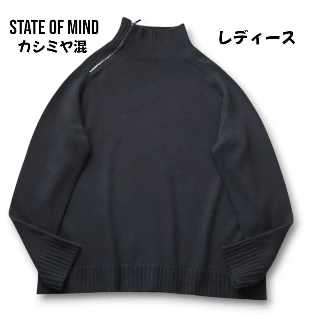 state of mind cashmere blend zip high neck knit sweater beautiful item