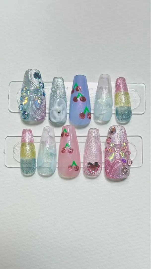 Pink light blue dream cute nail tip M size