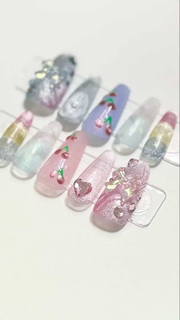 Pink light blue dream cute nail tip M size