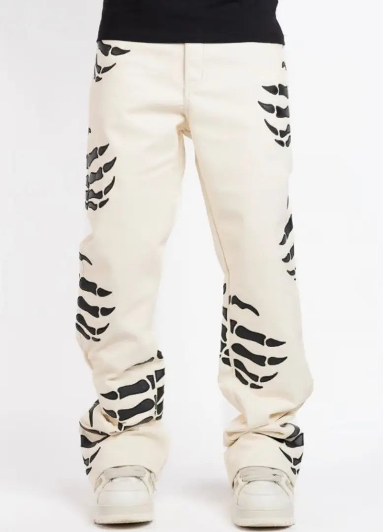 GUAPI Cream Hell Dragger Leather Pants