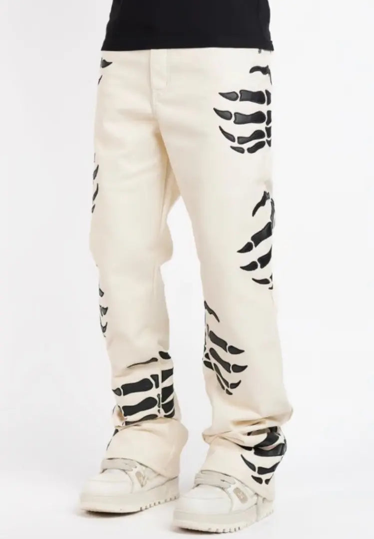 GUAPI Cream Hell Dragger Leather Pants