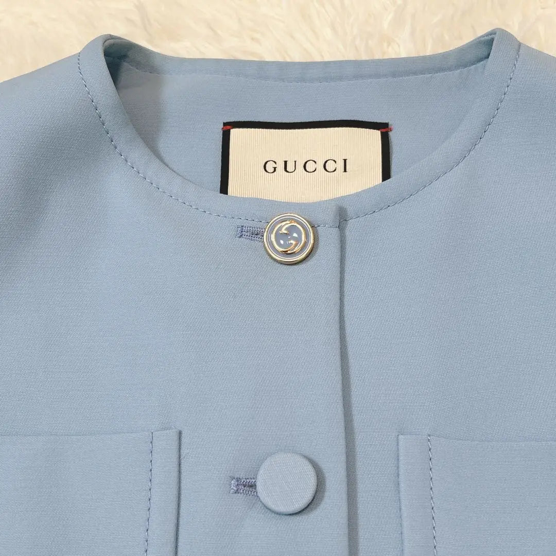 GUCCI Best Silk Mixed Gire GG Button Belt Ropa exterior de primavera | GUCCI ベスト シルク混 ジレ GG ボタン ベルト付き アウター 春服