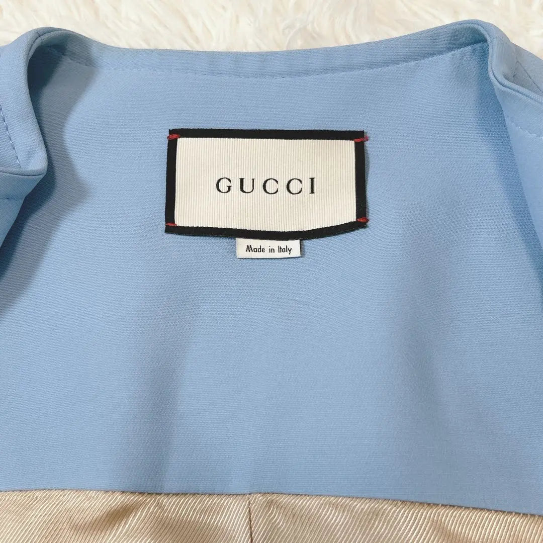 GUCCI Best Silk Mixed Gire GG Button Belt Ropa exterior de primavera | GUCCI ベスト シルク混 ジレ GG ボタン ベルト付き アウター 春服