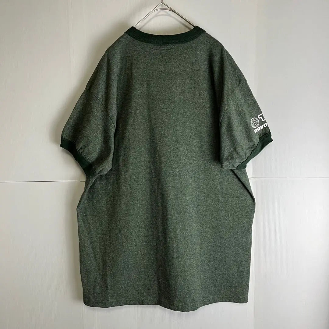 [Ringer T-shirt] Printed t-sleeved glasses GILDAN Green L Overseas old clothes